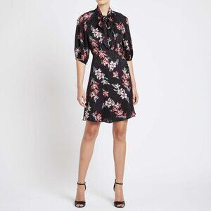 The Rebecca Taylor Long-sleeve Noha Silk Dress in Black Combo Sz. 4